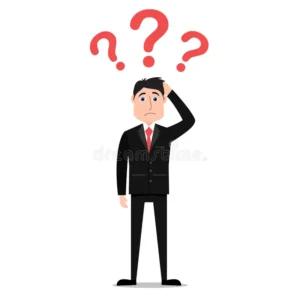 cartoon confused businessman question marks head illustration 90444722