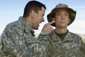 soldier yelling colleague 29659807
