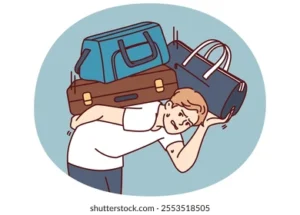 dissatisfied man heavy suitcases moving 260nw 2553518505 1