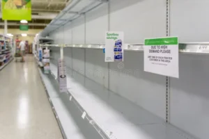 empty grocery store shelves publix fully out stock all supplies including toilet paper products bathroom atlanta ga usa 179332411