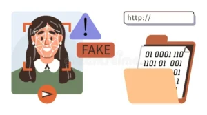 face recognition digital data analysis highlighting detection deepfakes online security issues facial scan alert 411076394