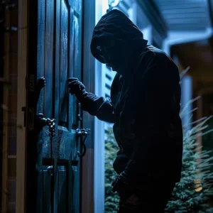 nighttime burglary attempt stockcake