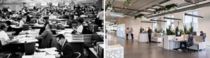 oficinas antiguas versus modernas distribucion
