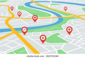 perspective city map navigation pin 260nw 2025742184