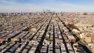 seemingly endless rows houses outside downtown south phila areal view urban sprawl row philly pennsylvania 133143138