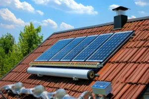 solar water heater installed rooftop rural house showcasing sustainable energy solutions bright sunlight 356271624