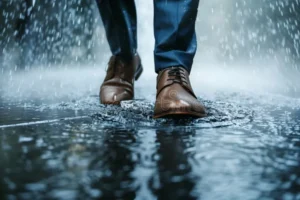 wet shoes businessman as walks storm created generative ai ai generated wet shoes businessman as walks 312510184