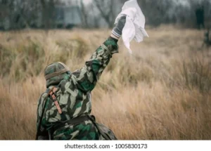 wounded soldier wehrmacht holds white 260nw 1005830173